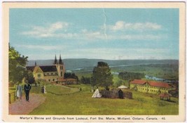 Postcard Martyrs Shrine &amp; Grounds From Lookout Fort Ste Marie Midland On... - £3.88 GBP