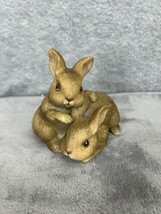 Vintage Homeco Bunny Rabbit Bunnies Forest Sculpture Figurine Porcelain - £10.73 GBP