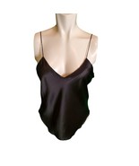 Victoria&#39;s Secret Vintage Silk Camisole Tank Charmeuse Satin Top Black S... - £22.55 GBP