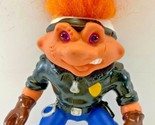 Vintage 8&quot; Hasbro 1992 Battle Trolls Motorcycle Cop Doll Orange Hair Fig... - $19.79