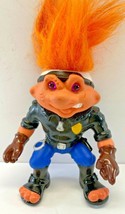 Vintage 8" Hasbro 1992 Battle Trolls Motorcycle Cop Doll Orange Hair Figurine - $19.79