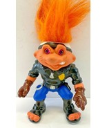 Vintage 8&quot; Hasbro 1992 Battle Trolls Motorcycle Cop Doll Orange Hair Fig... - £15.57 GBP