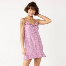 SO® Ruffled Front Lace Up Mini Dress PURPLE FLORAL Women&#39;s JR Sz. S NWT ... - $384.24 MXN