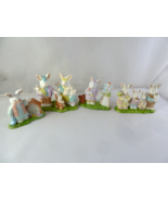 Porcelain Easter Bunnies Set of 4 Rabbits on grass Vtg Philapines Aprox ... - $21.85 CAD