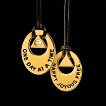Aa Recovery One Day At A Time 24K Gold Pendant Gp Necklace - £31.26 GBP
