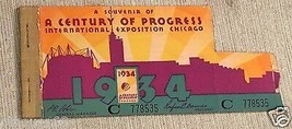 1934 Chicago World&#39;s Fair A Century Of Progress Ticket Stubs - £15.59 GBP