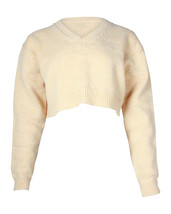 Acne Studios Cropped V-Neck Sweater In Wool Women Yellow Xxs - $166.25