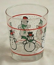 Libbey Christmas Snowman Double Old Fashion Glass Snow Flakes Red Lines ... - $16.82
