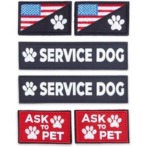 6 Pcs Embroidered Service Dog Patches Label Tag Training For Harness Collar Vest - £16.01 GBP