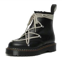 Ankle Boots for Women Chunky Platform Cross Tied Motorcycle Booties Female Winte - £82.46 GBP