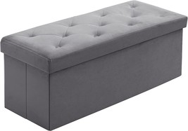 Grey 43.3&quot;X15.7&quot;X15.7&quot; Brian And Dany Folding Storage Ottoman Bench, 140L Velvet - £61.08 GBP