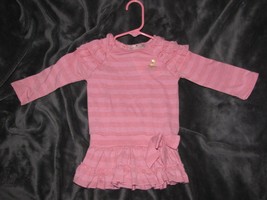 Juicy Couture Baby Girl Pink Drop Waist Ruffle Dress 12-18 Gold Logo Sparkle - £11.68 GBP