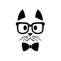 2x Fancy hipster cat Vinyl Decal Sticker Different colors &amp; size for Cars/Bikes - £3.51 GBP+