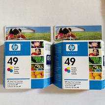 HP 49 Ink Cartridge Tri Color Set Of 2 New Genuine Exp 01/2008 &amp; 08/2008 - £15.12 GBP