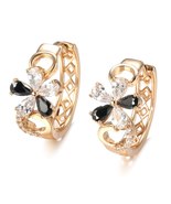 Fashion Crystal Flower Earrings for Women 585 Rose Gold With Natural Zir... - £7.25 GBP