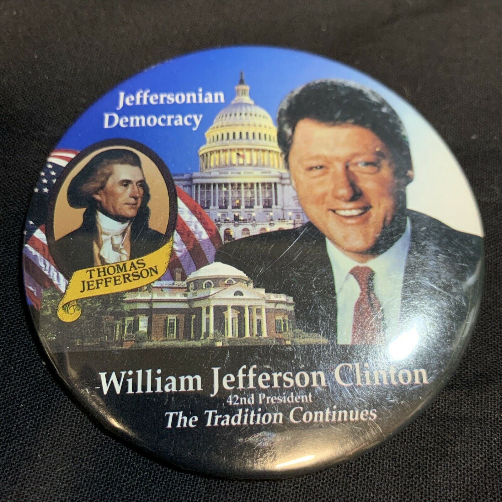Bill Clinton Button Pin Presidential Inauguration Day 1997 KG Jeffersonian - $8.91