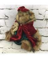 Tender Hearted Collectibles Teddy Bear Christmas Plush In Red Velour Cape  - £12.42 GBP