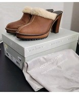 Donald J Pliner BHAPPY Leather Heeled Mule Clogs Women’s Sz 8.5M Tan She... - $54.26 CAD