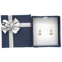 14K Yellow Gold Anchor Earings with Bow Tie Gift Box - £30.65 GBP