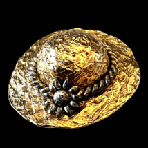 Two Tone Gold &amp; Silver Gardening Sun Hat Premier Design Pin Brooch Hat O... - £19.46 GBP