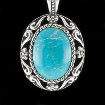 Carolyn Pollack Argent Sterling Ovale Turquoise Pendentif 7.2gr - $2,949.02 MXN