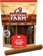 Natural Farm Collagen Dog Chews. 6 Inch, 10 Pack. Odor-Free Long Lasting Bully S - £27.01 GBP
