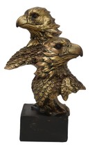 Ebros Gift 6&quot; Tall Bald Eagle and Eaglet Head Bust Figurine with Black P... - $20.99