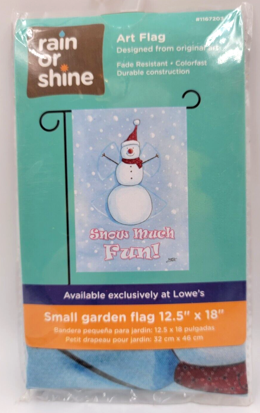 Primary image for Snow Much Fun Snowman 12.5" X 18" Garden Porch Flag Rain or Shine Winter Decor