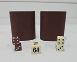 Backgammon Replacement Pieces Brown Faux Leather Dice Cups Dice Game VTG... - $16.78