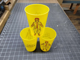 Set of 3 Vintage McDonalds Cups Ronald McDonald Yellow Plastic - £18.93 GBP