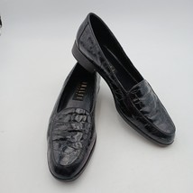 Vtg ALMAFI Bandello black Crocs print patent shoes women’s Sz 8.5 Made i... - $30.84