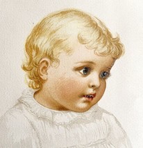 Adorable Baby Lithograph 1887 Victorian Art Print Ida Waugh Ideal Heads 13 LGBIN - £54.14 GBP