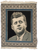 Handmade vintage Persian Tabriz Kennedy portrait rug 1.4&#39;x1.8&#39; (46cmx54cm) 1980s - £836.44 GBP