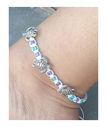 SALE 3 Silver Turtle  Hemp Anklet Bracelet  handmade jewelry  Kids Girls  - £6.26 GBP