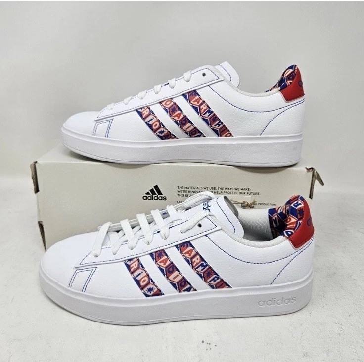 Women&#39;s Adidas Grand Court 2.0 Comfy Casual Shoes / White Red / IE8509 /... - $49.39