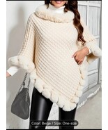 Elegant women's Faux Fur Shawl Pullover - Winter Warm Sweater style for you  - $135.00