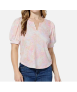 Democracy Women&#39;s Puff-Sleeve Printed Knit Top Strawberry Cream Multi - ... - $10.00