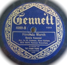 Bessie Keaunui - The Rosary / Honolulu March - Gennett 4999 - Bell&#39;s Famous - £33.88 GBP