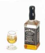 Dollhouse Miniature -  WHISKEY BOTTLE &amp; GLASS - 1/12 Scale - £7.04 GBP