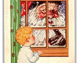 Enormous Santa Claus Tries To Silence Insolent Child in Window DB Postca... - $6.20
