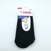 Peds Womens Mid Sport Liner Socks 2 Pair Cushioning Hidden Fit Black 5-10 - £3.90 GBP