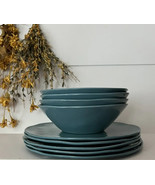 NATURALLY DANNY SEO  8PC Blue W/black  Speckle Melamine Bowl/Plate Set NWT - $79.19