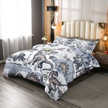 Kids Dinosaur Comforter Set, Dino Palm Tree Bedding Set Twin Size For Boys Teens - £67.68 GBP