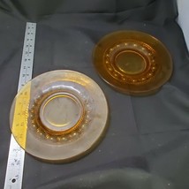 2 Vintage Indiana Glass Kings Crown Thumbprint 8 1/4&quot; Plates Amber - $14.25