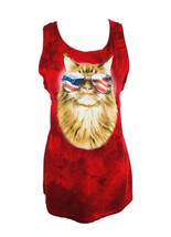 Womens Cat Shirt Size L Large 42-44 Muscle T Shirt Red Cat with USA Tank... - $20.23