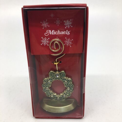 Primary image for Michaels Christmas Wreath Place Card Holder NIP