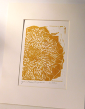 Yellow Sunflower - original linocut by Julie Miscera  matted Yellow/Ochr... - £11.75 GBP