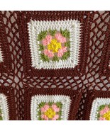 Crocheted Throw Blanket Vintage Multi-Colored Granny Square Afghan 71” x... - $48.95