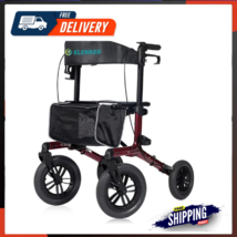 All-Terrain Rollator Walker With Non-Pneumatic Tire 12 Front Rubber Wheels, - $233.21
