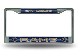 St Louis Rams NFL Bling Glitter Metal Chrome License Plate Frame Auto Car - $14.92